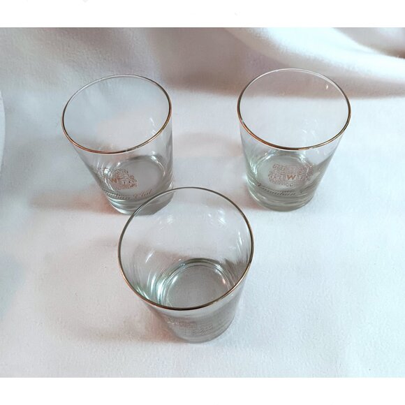 Lot of 3 Canadian Club rocks glasses gold trim shield logo heavy - Picture 3 of 5